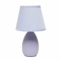 Creekwood Home Traditional Petite Ceramic Oblong Bedside Table Lamp, Matching Tapered Drum Fabric Shade, Purple CWT-2005-PR